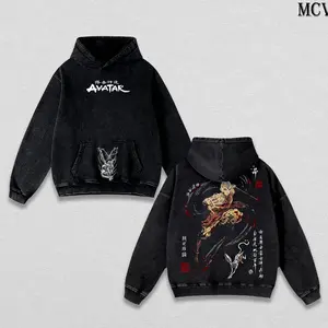 Aang Hoodie Washed – Avatar: The Last Airbender Vintage Washed Heavy Cotton Oversized Hoodie, The Last Air Nomad Anime Manga Double Printed Unisex Streetwear Top, Hoodie & Tee / T-Shirt Option C04 FEY