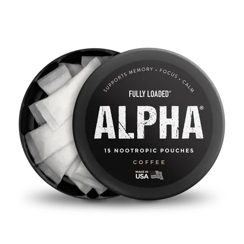 ALPHA Nootropics Coffee Flavor Sugar-Free Amino Acid Supplement Pouches - 60mg Alpha GPC, 60mg L-Tyrosine, 20mg GABA, Supports Calm, Memory, Focus (8-10 Pouches/Day Recommendation)