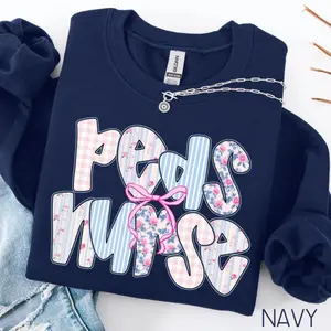 Pediatric Nurse Sweatshirt, Peds Nurse Gift, Coquette Bow Pediatrician Sweater