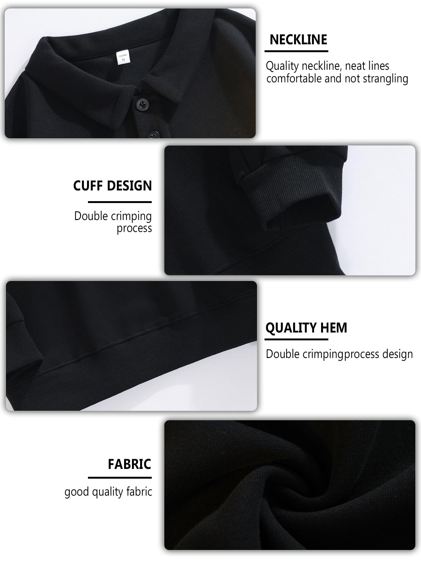 CCCMAI Men's Regular Fit Casual Comfy Long Sleeve Half Button Turn-Down Collar Polo Shirt for Spring Fall Breathable Fashion Solid Tops Menswear Plain