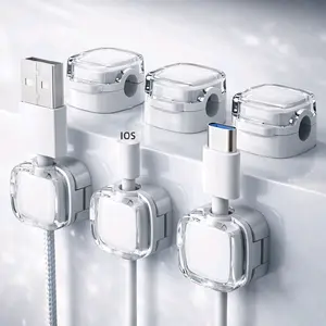 3PCS Magnetic Cable Organizer Clips w/ Double-Sided Tape | USB-C iPhone Desk Hol