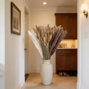 15 Natural + 15 White Small Pampas + 50 Bunny Tail + 20 Floating Dust Grass