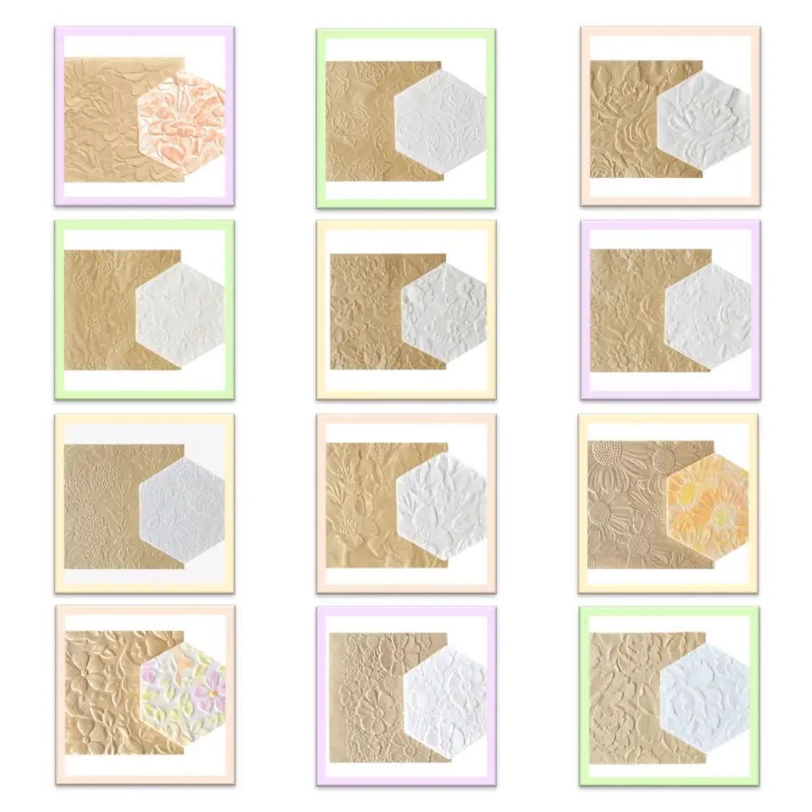 Parchment Texture Sheets - Floral Combo Set of 12 Sheets