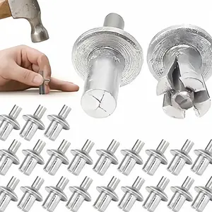 100 PC Aluminum Hammer Rivets, 5x9mm Round Head Expansion Screws, Heavy-Duty Hardware for Fastening Metal Parts, Industrial Strength and Durability Enhancement