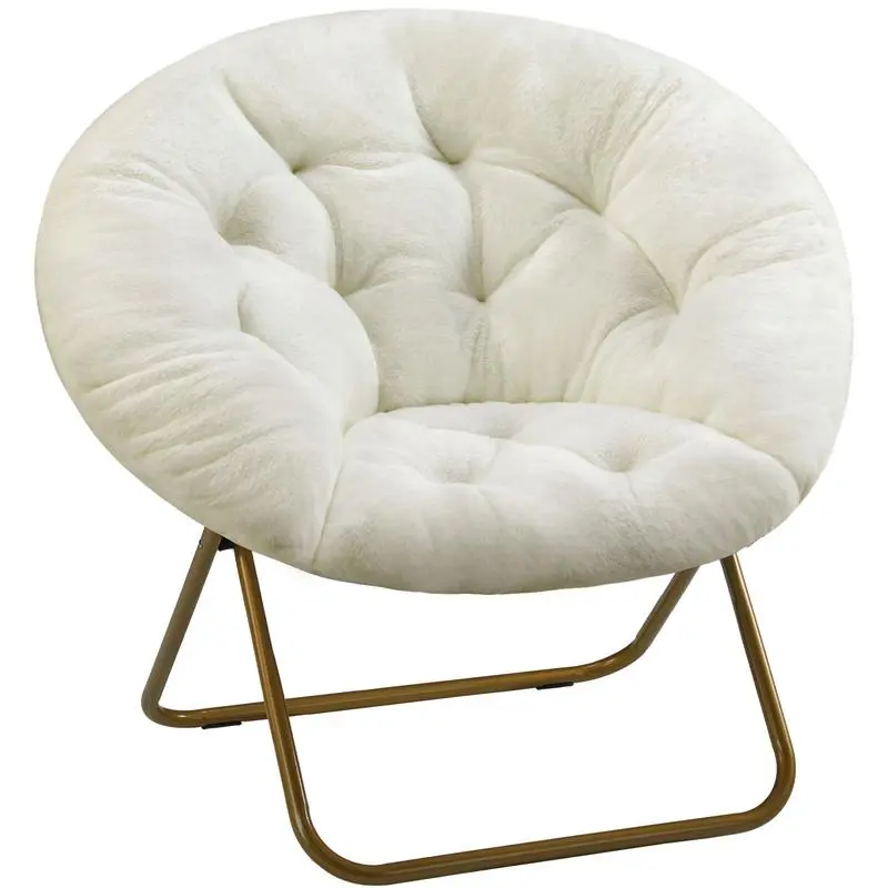 Nouveau Decor X-Large Faux Fur Saucer Chair - Comfy Lounge Chair for Bedroom Living Room, Folding Seat for Kids Teens Adults, Soft Padded and Metal Frame Modern Design for Home Office Does not apply