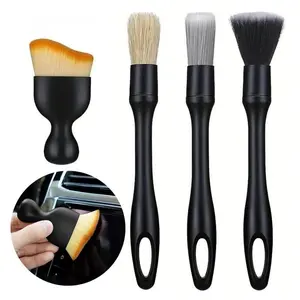 4 Counts Car Interior Cleaning Brush Set, Soft Professional Portable Brush for Car Interior Cleaning & Dust Removal, Cleaning Supplies, Car Detailing Products, Car Valeting Kit, Automotive
