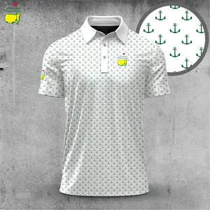 Anchor Pattern Polo Shirt – White Master Style Design, Men’s Lightweight Performance Apparel