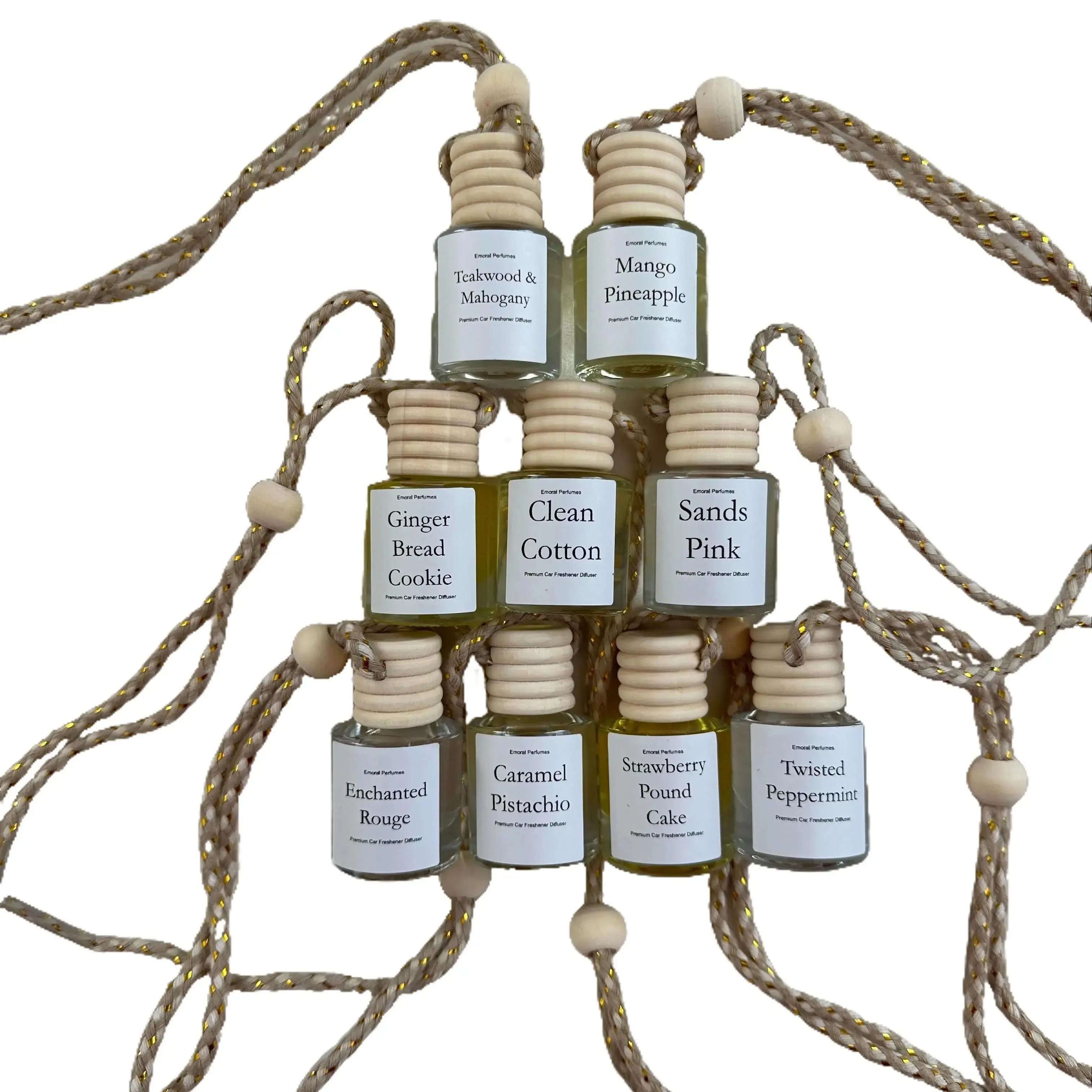 Car Reed Hanging Diffusers- Enchanted Rouge, Gingerbread, Caramel Pistachio, Peppermint, Strawberry Butter Cake 8ml (choose your scent)