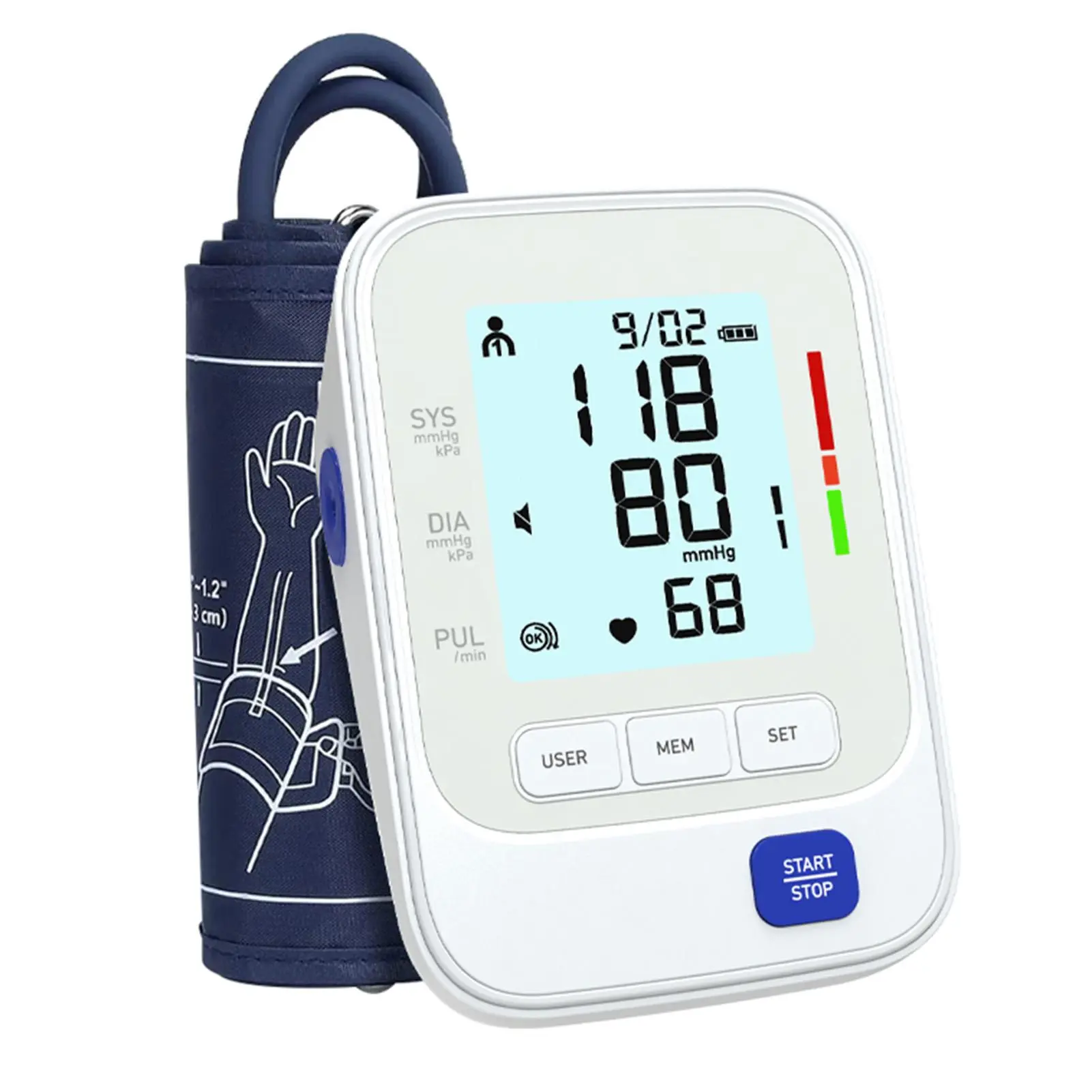 Digital Upper Arm Blood Pressure Monitor - Portable Automatic Health Monitor with Large LCD Display, Adjustable Cuff, Ergonomic Design, WHO Standard for Home Use, Blood Pressure Monitors For Home Use
