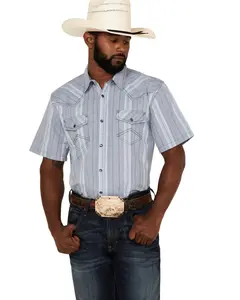 Cody James Men's Springs Vertical Stripe Short Sleeve Snap Western Shirt - Cjsu22w7