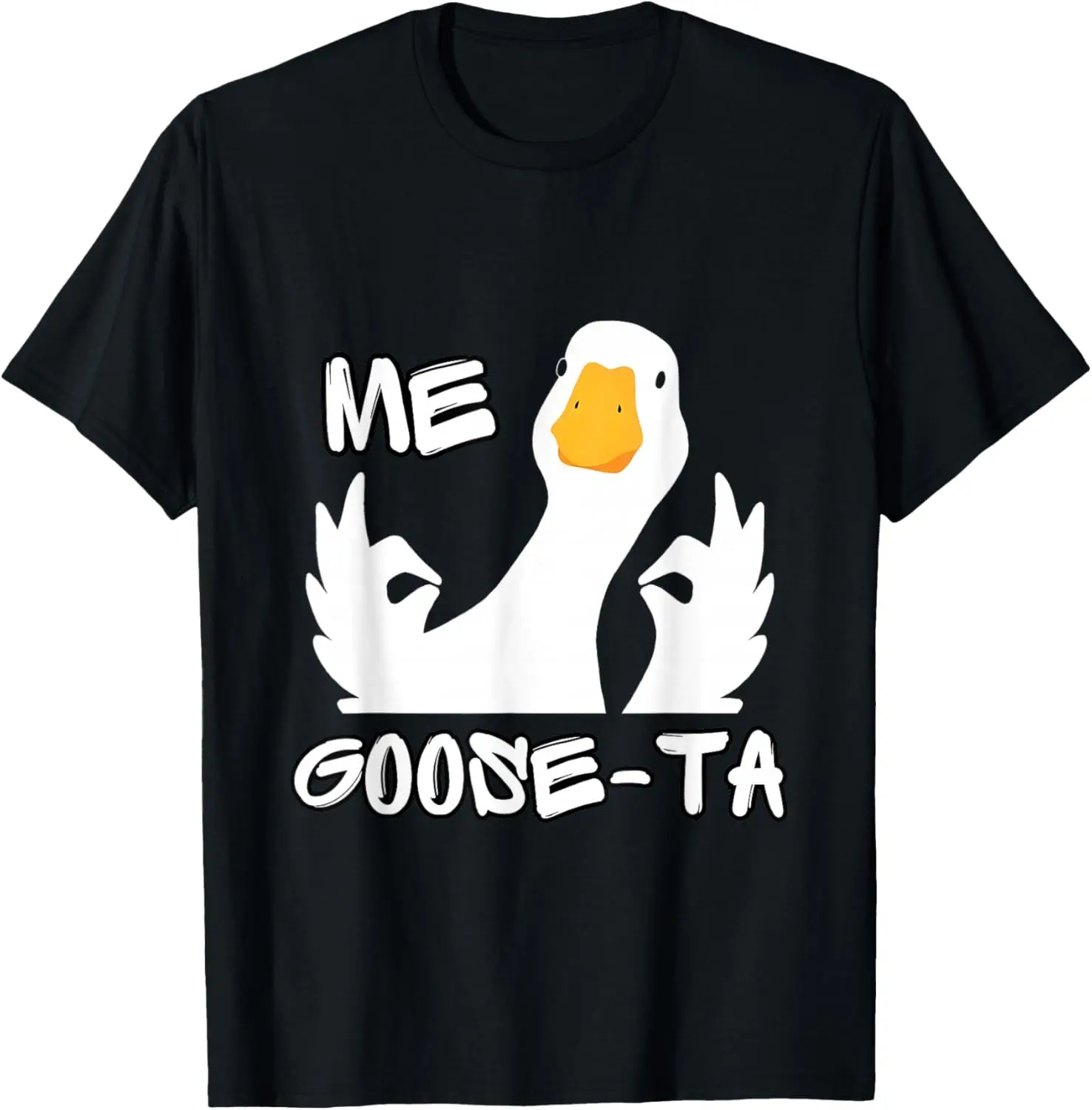 Women's 100% Cotton Round Neck Short-Sleeve Fitted Graphic T-Shirt - Breathable, Lightweight Athletic Fabric Top with "Me Goose Ta" Mexican Funny Spanish Goose Pun Design