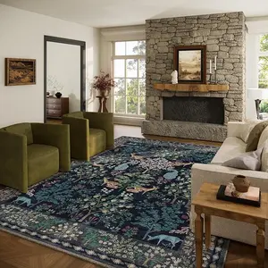 Palohom Washable Faux Wool Rug, Soft Low-Pile Non-Shedding Carpet, Stain-Resistant Non-Slip Lightweight Indoor Rug for Living Room, Bedroom (8x10)