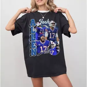 retro Josh Allen T-Shirt, Football T-shirt,Classic 90s Graphic Tee, Unisex Cotton Shirt for Football  Fans,Gift For Him and Her