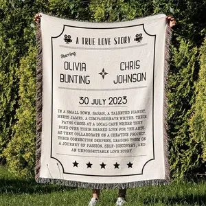 Personalized Couple Movie Blanket: Romantic Anniversary Tapestry