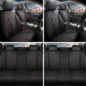Premium Leather Seat Covers with Crown Logo for Car Interior Protection and Style PU Leather Durable Luxurious Feel