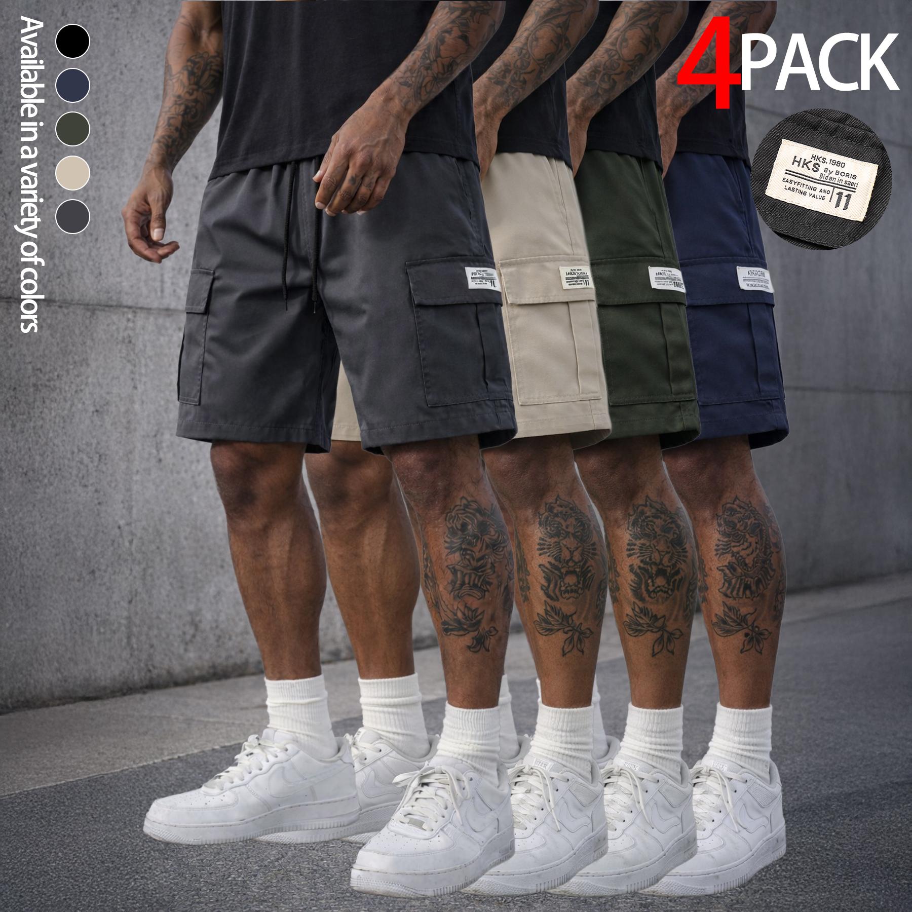 Mens Cargo Shorts Techwear Gorpcore Urban Utility Multi Flap Pockets Loose Fit Wide Leg Drawstring Summer Casual Streetwear High Street Vibe Cityboy Tactical Outdoor Hiking Athletic Workout Daily Wear Half Pants Multi Pack Bundle Fashion Basics Essentials