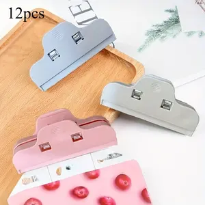 12PCS Chip Bag Clips, Portable Storage Food Snack Sealing Bag Clips, Sealer Clamp, Plastic Tools For Bread Bags, Snack Bags And Food Bags, Home Kitchen Supplies