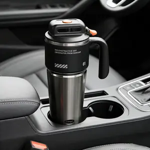 34oz One-Touch Flip Lid Tumbler With Handle & Straw, Car Cup Holder Compatible Vacuum Insulated Stainless Steel Travel Mug For Hot & Cold Beverages, Flasks, Thermos Cup