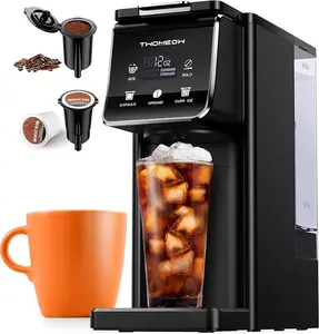 Hot & Iced Coffee Maker for K-Cups & Ground Coffee, Single-Serve Brewer with Bold Setting, Reusable Filter, Travel Mug Friendly, Compact & Quick Brew, Black Household Appliances espresso machine coffee bar supplies