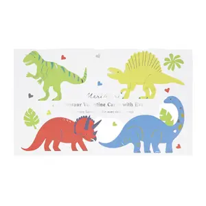 DINOSAUR KIDS VALENTINE'S CARDS & ERASER SET