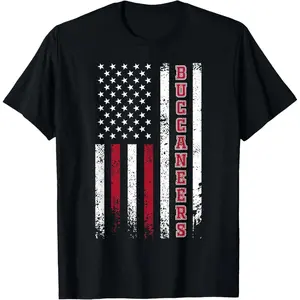 100% Cotton Buccaneers First Name Retro Vintage Graphic T-Shirt - Round Neck, Short-Sleeve, Minimalist Street Style Outfits, USA Flag Vibe, Tropical Beach Casual Breathable Outdoor Sports Top