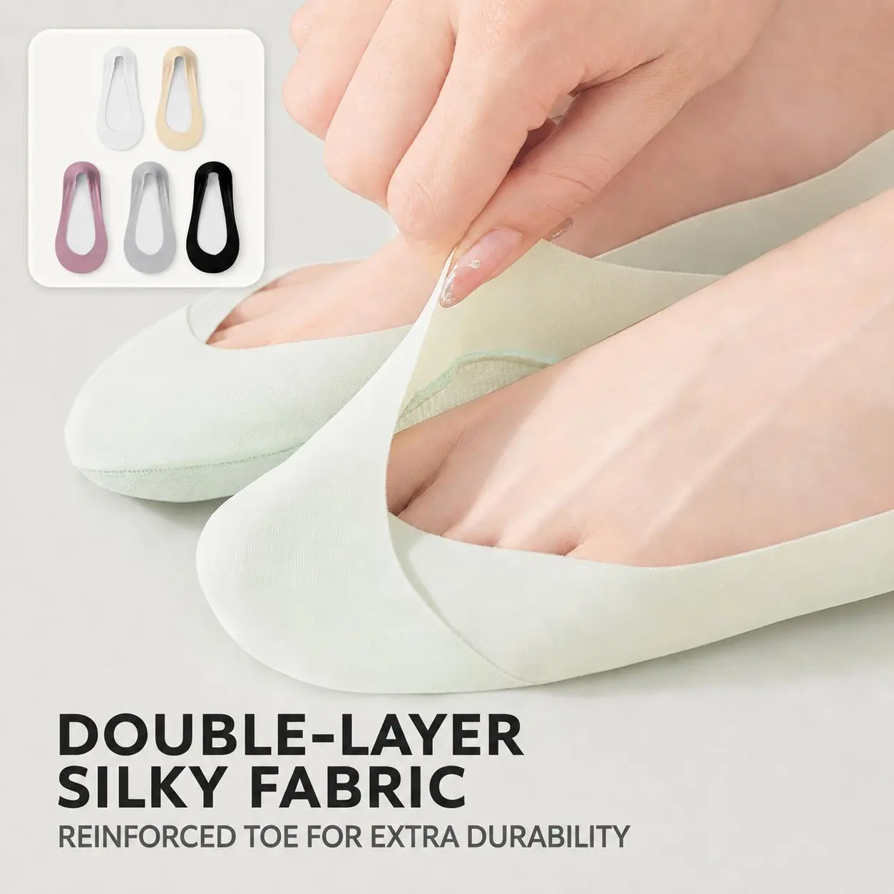 5 Pairs Women’s No Show Socks, Non Slip Ultra Low Cut Invisible Ice Silk Liner Socks, Thin Breathable Footies for Flats, Loafers and Sneakers Casual Customized