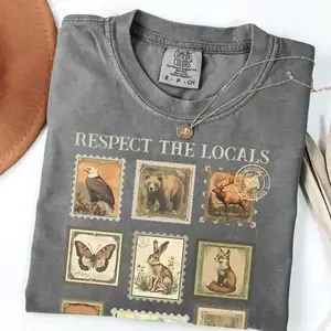 Comfort Colors Vintage Respect The Local Wildlife T-Shirt, Gift For Nature Lover, Animal Lover, Comfort Colors Graphic Tee, Casual Outfit, Vintage Wash Shirt, Oversized Women’s Outfit, Apr14