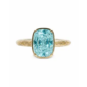 Sterling Silver Mini Aquamarine Elongated Cushion Ring