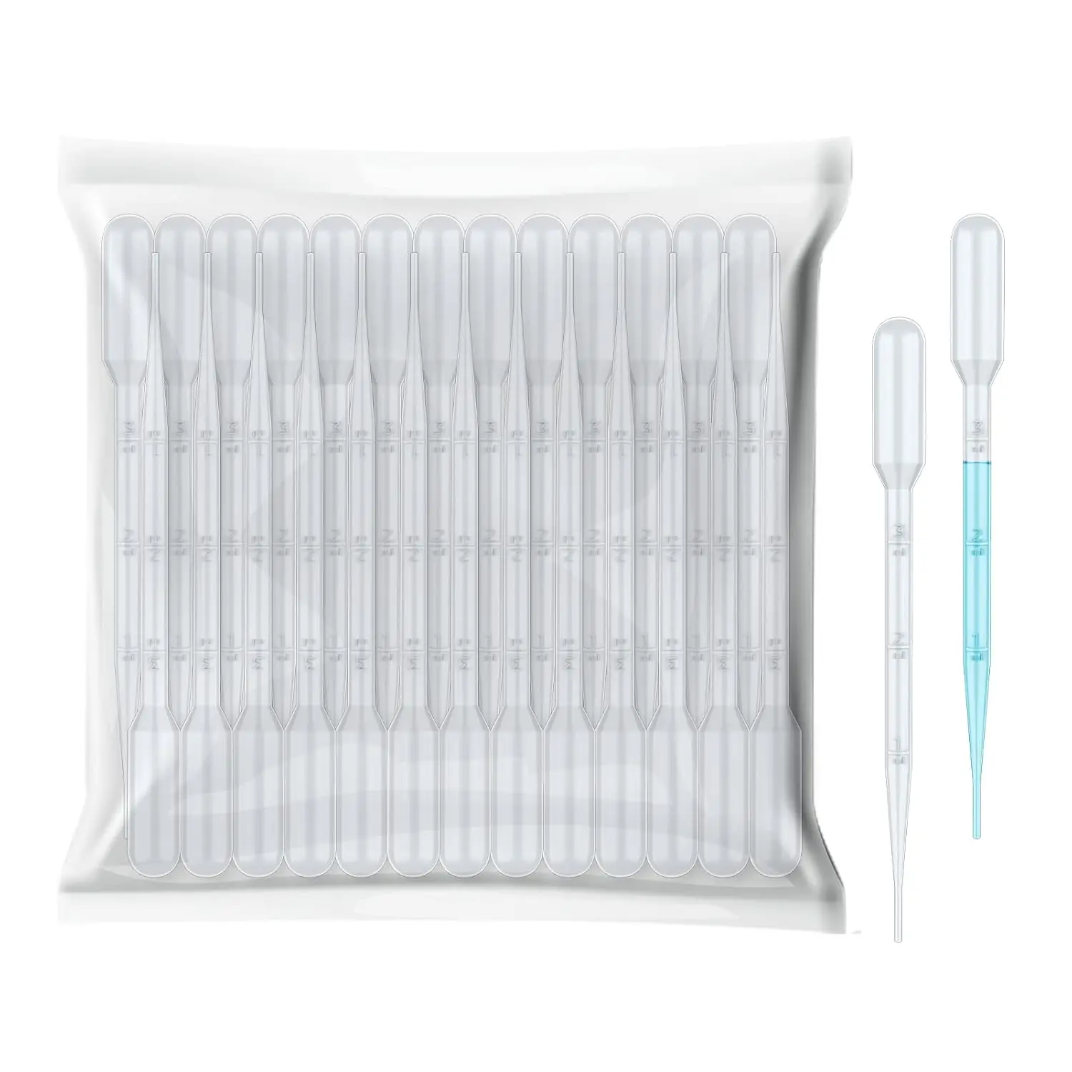 100pcs 3mL Disposable Plastic Transfer Pipettes - Calibrated Dropper Tools with Measuring Scale, Precise for Science Experiments, Easy-to-Use Safe Medical Pill Dispensing Supplies