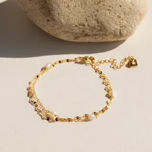 Magnolia Pearl Wrap Bracelet by Caitlyn Minimalist - Dainty Beaded Pearl Charm Bracelet - Boho Summer Jewelry - Birthday Gift for Her