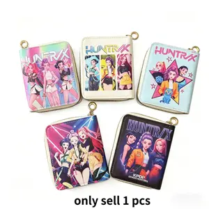 Cartoon Girl Group Print Wallet, Anime Short Zipper Wallet, PU Leather Mini Card Holder, Cute Cartoon Print Small Wallet, Stylish Wallet, Ideal for Teens and Women, Fan Gift