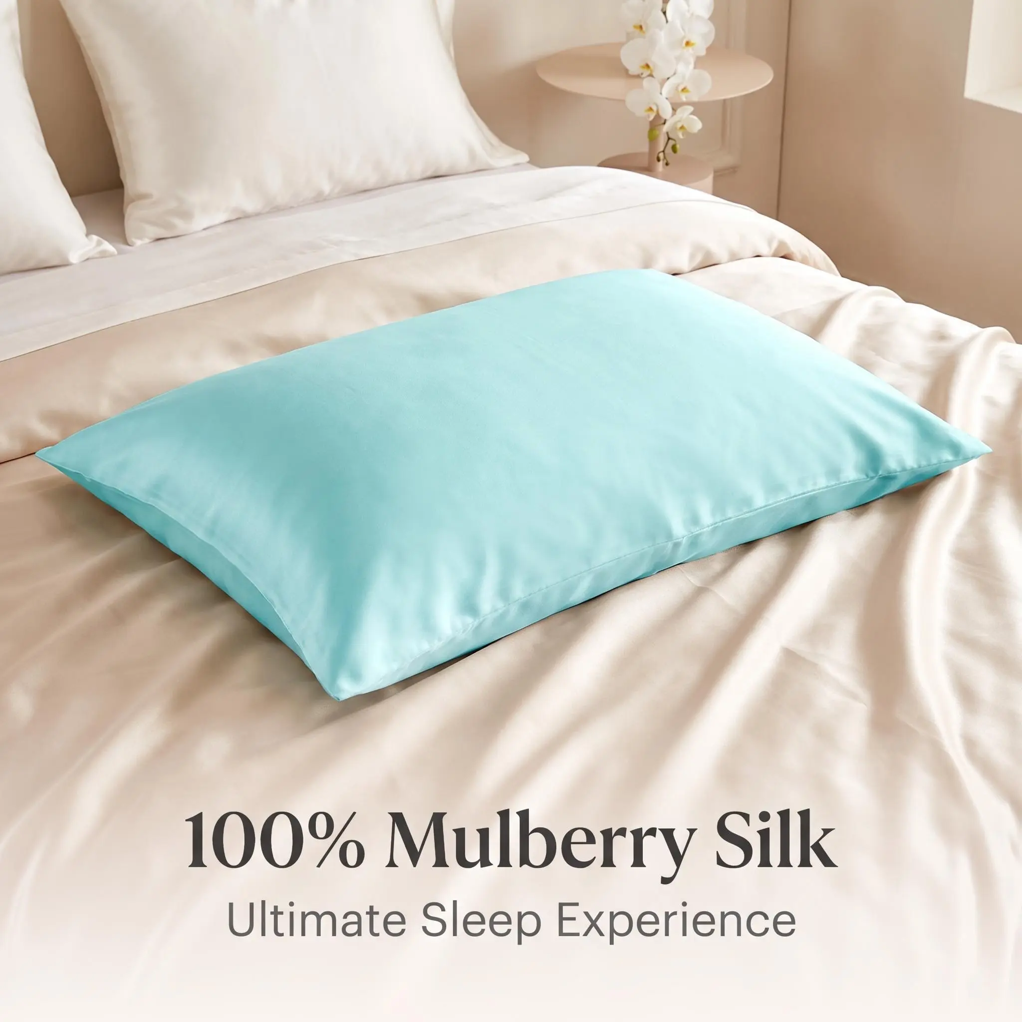 Bedsum 100% Pure Mulberry Silk Pillowcase 1 Pack, Cooling Breathable Silk Pillow Case with Hidden Zipper, Gentle on Hair & Skin, Natural Antiallergic Reduces Skin Irritation, Available in Queen & King, Oeko-Tex Certified
