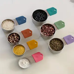 Stainless Steel Measuring Cup Set, 7 Counts/set Colorful Measuring Cup with Magnet, Baking Measuring Utensils for Home Kitchen