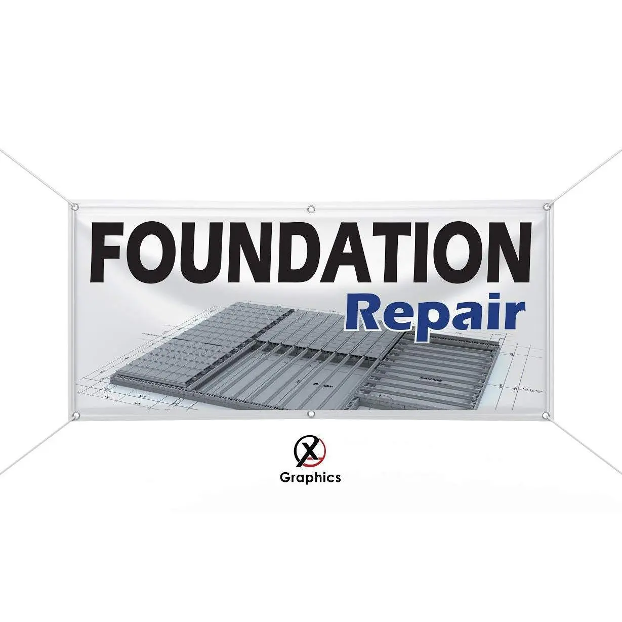 Foundation Repair Vinyl Banner advertising Sign Full color any size Indoor Outdoor Advertising Vinyl Sign With Metal Grommets Concrete