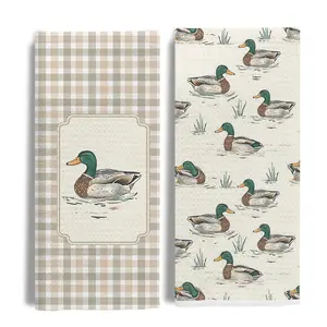 Farmhouse Mallard Duck Kitchen Towels Set of 2,Ducks Lover Dish & Hand Towels for Kitchen & Bathroom Decor,Duck Gifts for Women Lovers,16x24 Inch