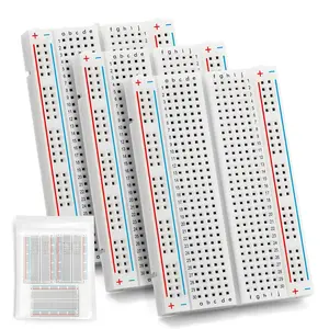 3 count Breadboard with 400 Tie Points (-801) Solderless Prototype Kit  PCB Bread Board Plus 2 Power Rail and Adhesive  for Small DIY Kits Arduino  Raspberry rasp Pi Project