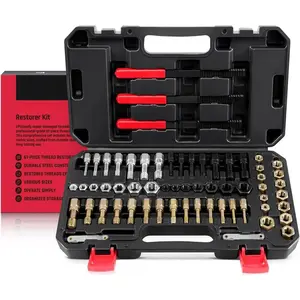 61- Thread Restorer Kit, Metric & SAE Thread Chaser Set with Taps, Dies, Files & Pitch Gauges - UNC, UNF, Metric Rethread Damaged Threads  , Nuts & Holes