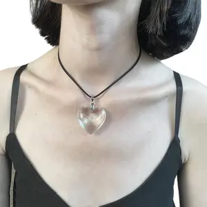 Clear Heart Crystal Necklace Fashion Jewelry Gift for Girlfriend Wife Mom