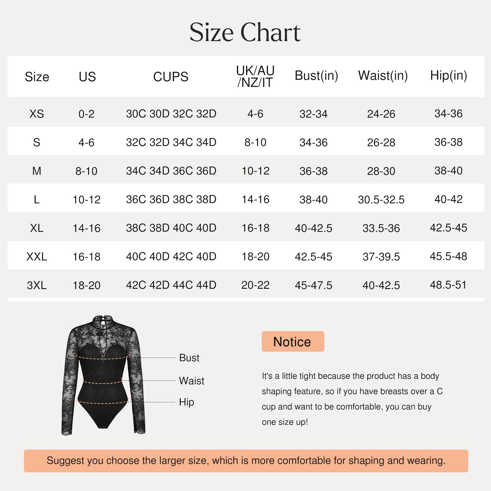 Popilush Essential Deep V-Neck Long Sleeve Bodysuit  Breathable Fabric Sheer Lace Turtleneck with Built-in Bra & Tummy Control Casual