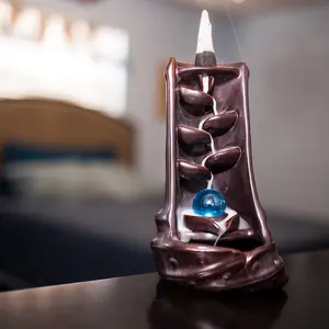 WATERFALL INCENSE BURNER SELF MEDITATION BACKFLOW INCENSE BURNER HOLDER SPA DECOR GIFT RELAXATION Aroma Hand Fountain Ceramic Scent