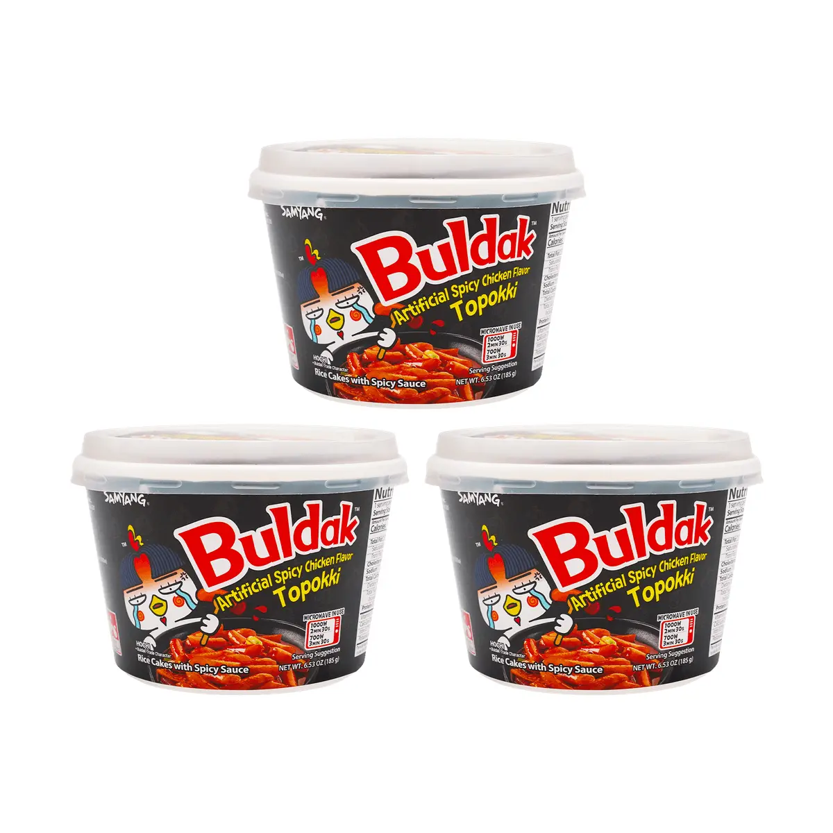 SAMYANG Buldak Spicy Chicken Flavor Tteokbokki - 3 Pack (185g Each) | Korean Instant Noodles