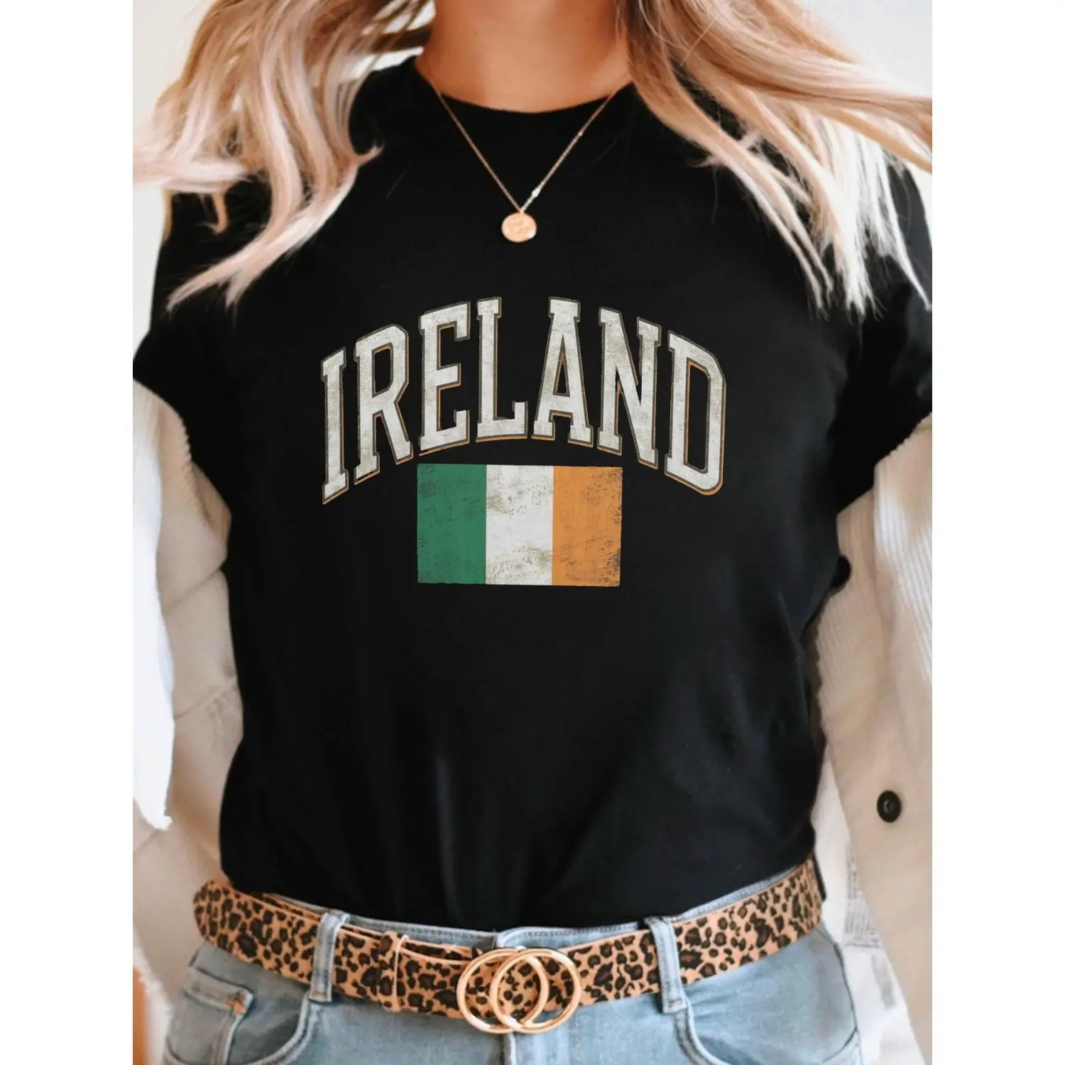 Casual Cotton T-Shirt With Bold Ireland Lettering Ideal for Spring and Summer Designed for Women