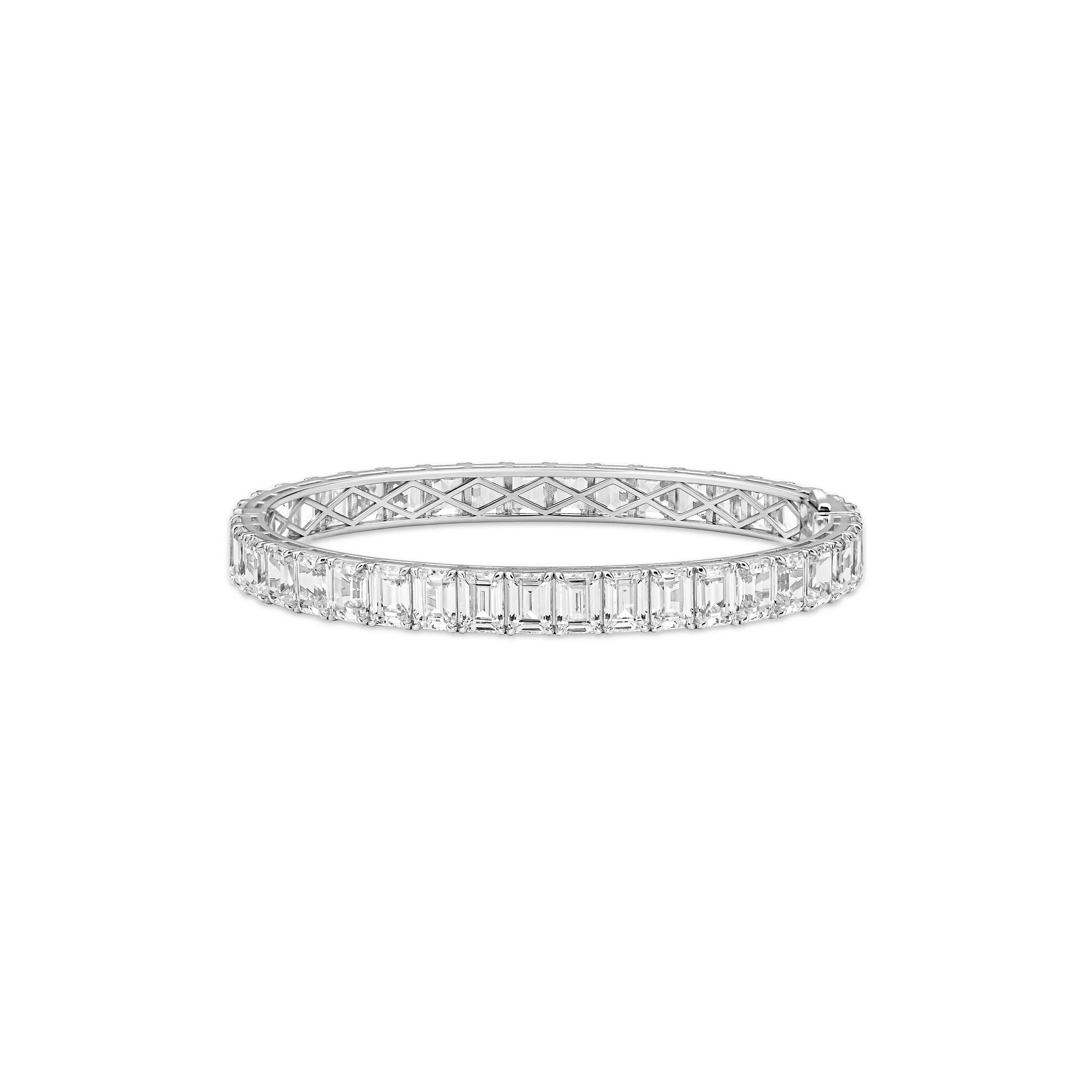VAMERAY #6216 70 Carat Emerald Cut Prong-Set Full Pave Bracelet