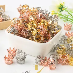 20 pieces of rhinestone electroplated crown shaped bead alloy loose spacing bead jewelry making DIY bracelet necklace accessories Diy Beading Accessories
