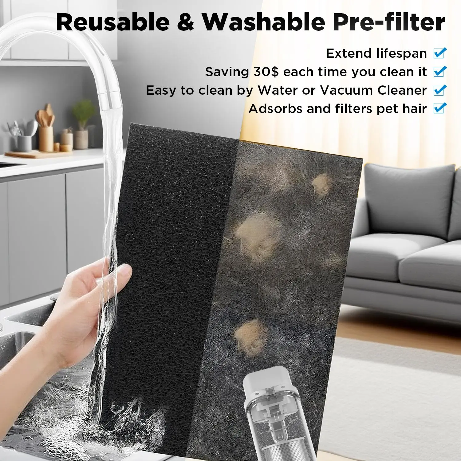 MOOKA Genuine True H13 HEPA Air Filters Replacement for TM06/M01/PR1 Purifier, Removes Dust, Smoke, Odor, Dander, Pollen
