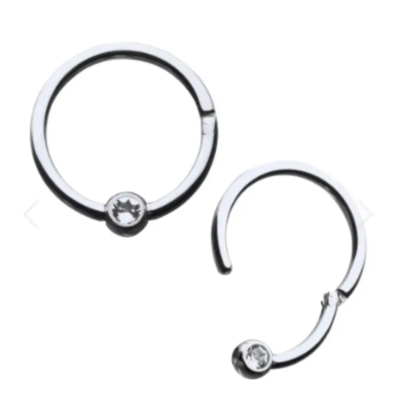 Invictus 16G Clear CZ Front Facing Hinged Captive Bead Ring