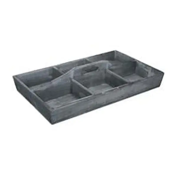 Cheungs 4953GW Wooden 6-Compartment Organiser Caddy with Center Handle - Gray Wash