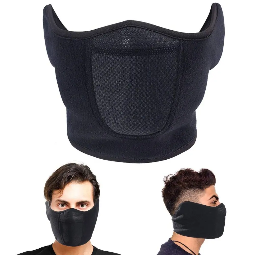 Adjustable fastener half face mask with a stretchable design for a comfortable fit. One size fits most head sizes for both men and women. The perfect choice for a unisex ski mask, motorcycle mask, cold-weather face mask, Outdoor sports mask