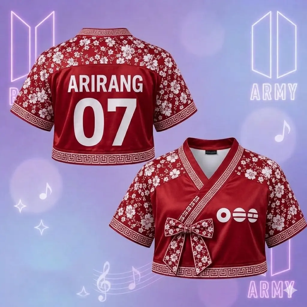 Custom Kpop Music Word Tour Jersey, Personalized World Tour Crop-top Hanbok Style Mesh Jersey