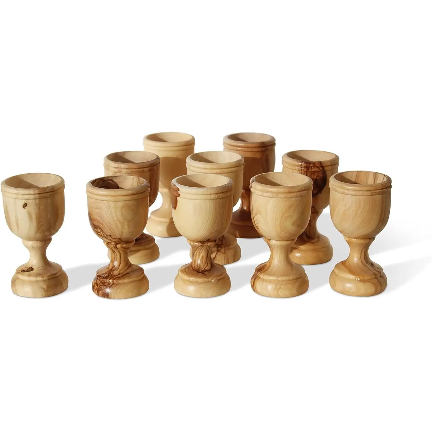 10 Small Communion Cups. Hand Carved Kiddush Cup from Olive  - for Church, Ministry & Worship events with Certificate of Origin.